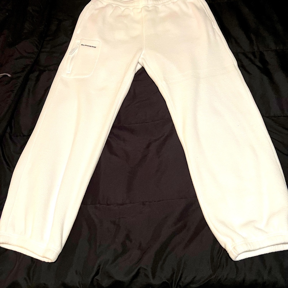 Used Supreme Polartec Sweatpants/ size Large/ color white Purchased from Stockx